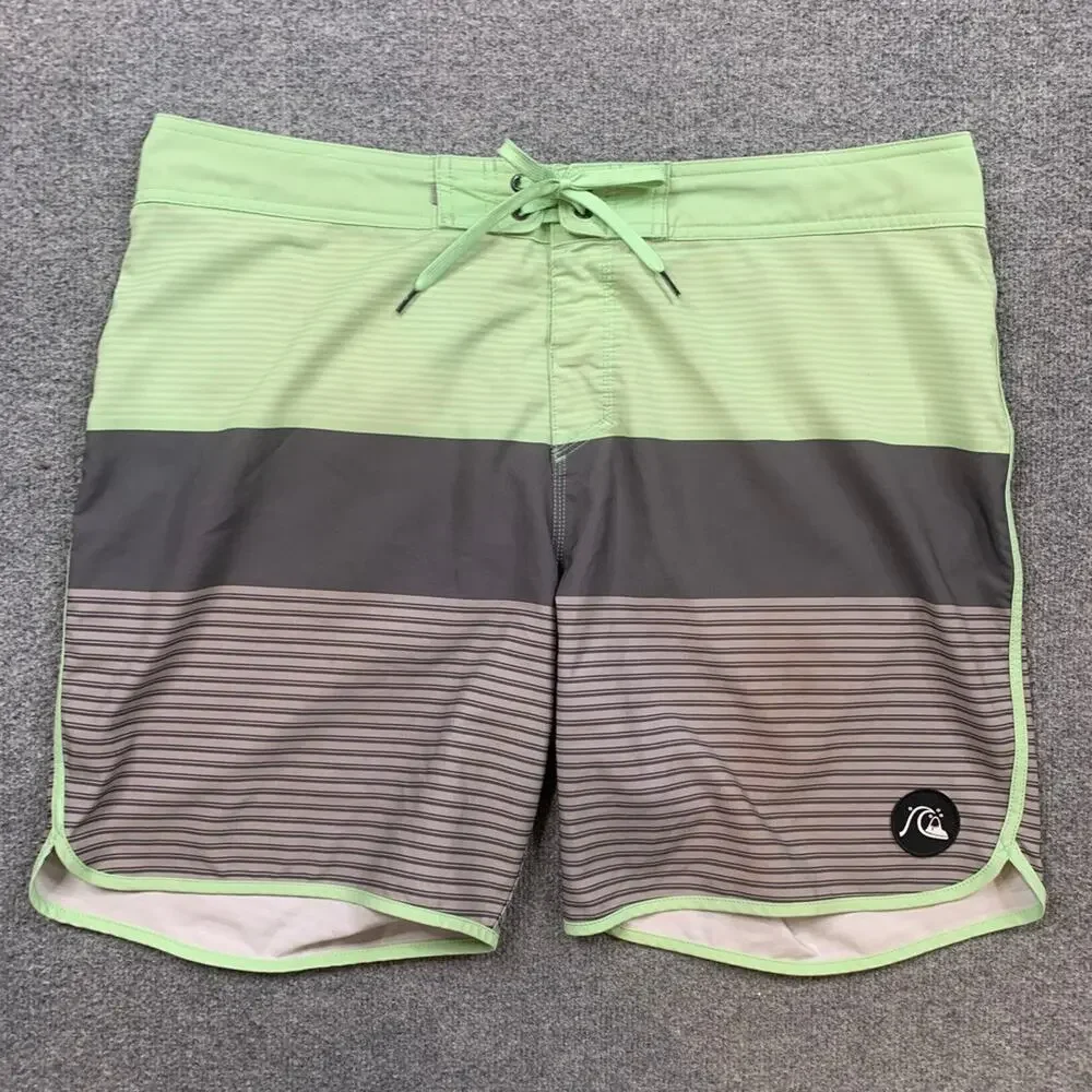 Quiksilver Board Shorts Men 38 Surfsilk Tijuana Highline Striped Beach Surf Swim